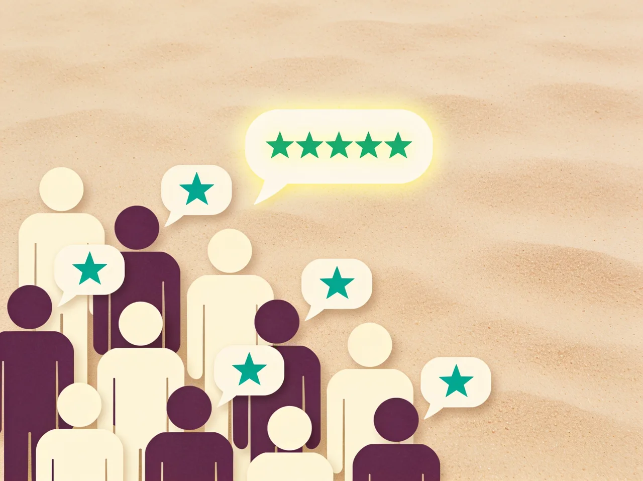 Anonymous figures holding star ratings